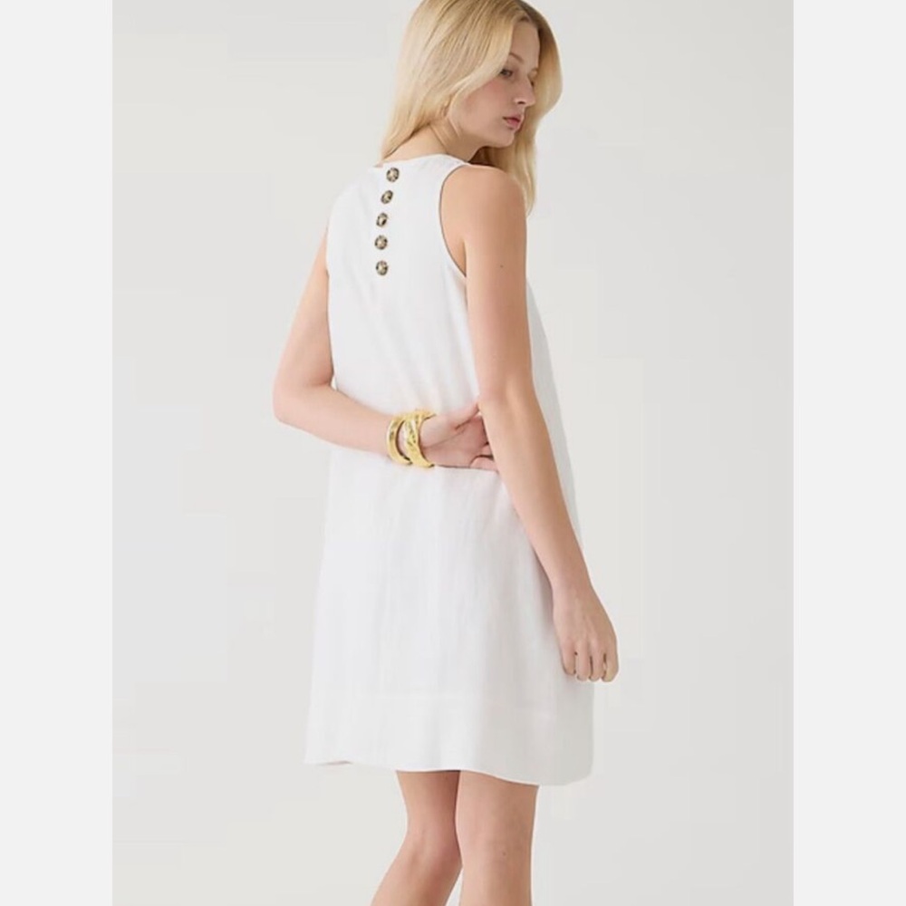 J.Crew Maxine Button Back Linen Shift Dress, White - Picture 2 of 6